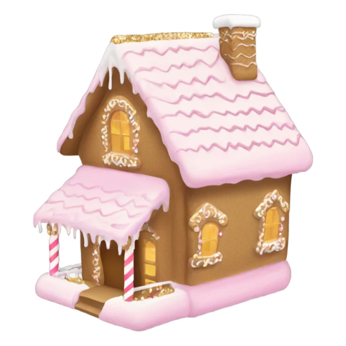 light pink and gold and white gingerbread house sticker