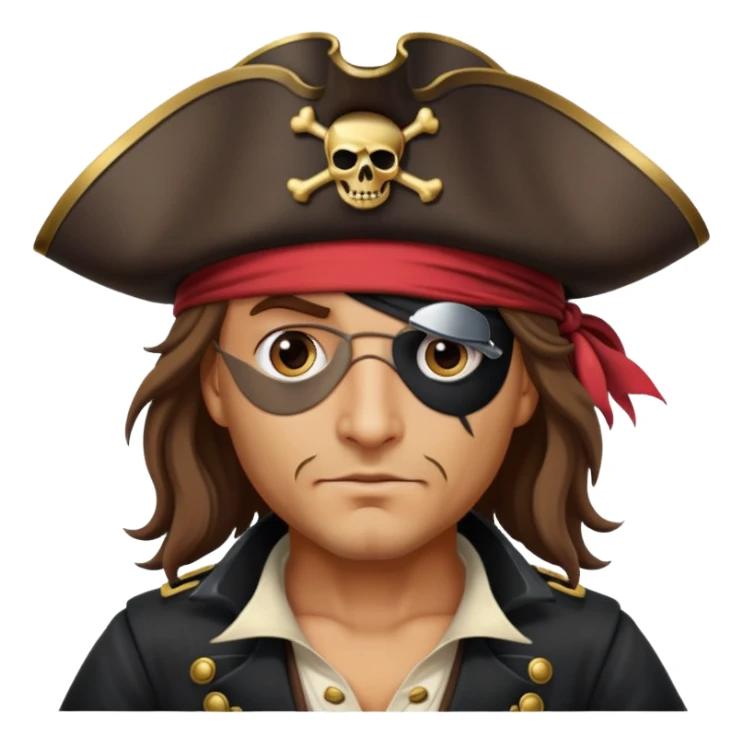 pirate captain with eye patch and hat sticker