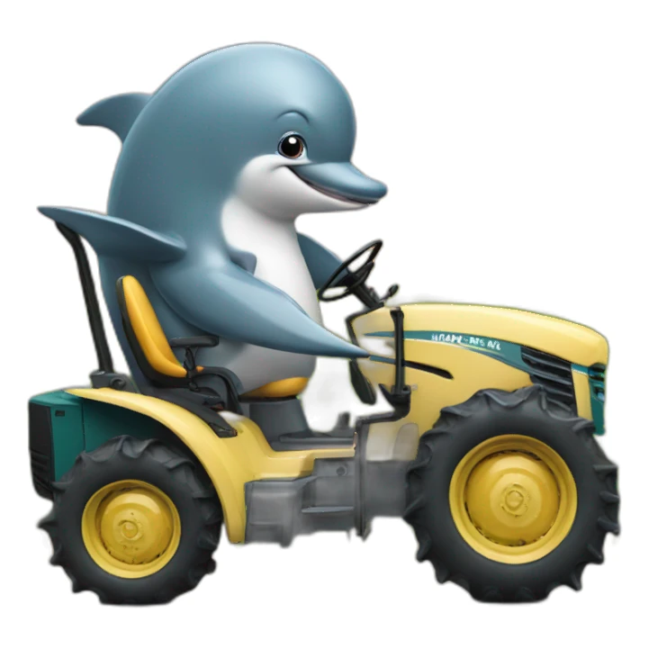 Hairy dolphin driving a tractor sticker