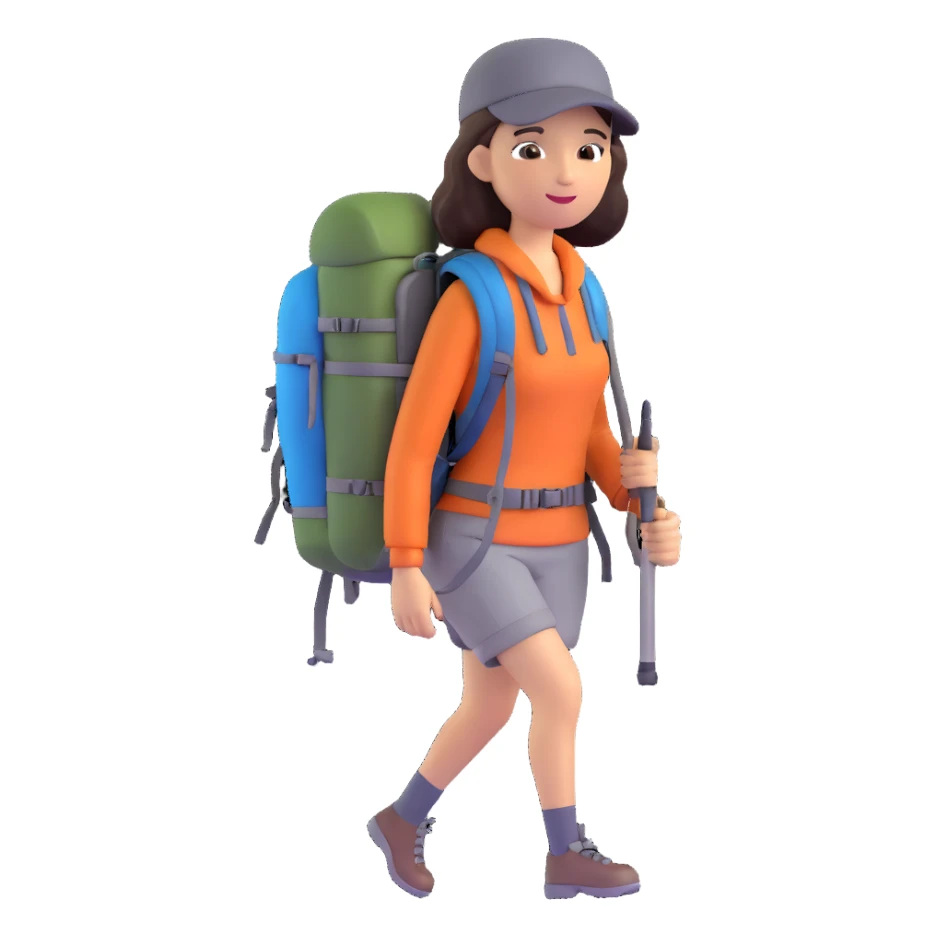woman with hiking backpack sticker