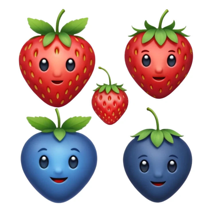One strawberry, one blueberry, one cherry sticker