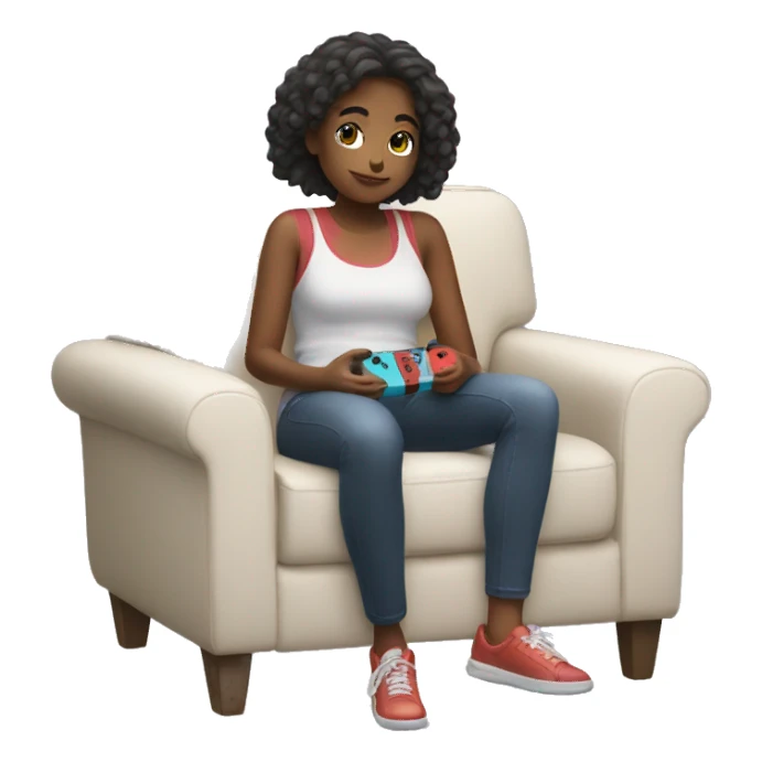 Relaxed girl with nintendo switch sticker
