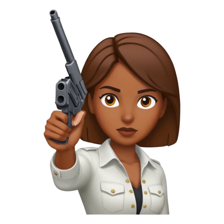 uma moça com uma arma apontando pra cabeça  sticker