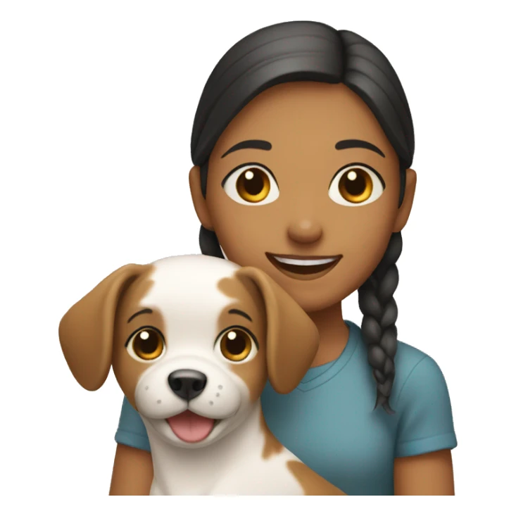 girl holding smiling dog sticker