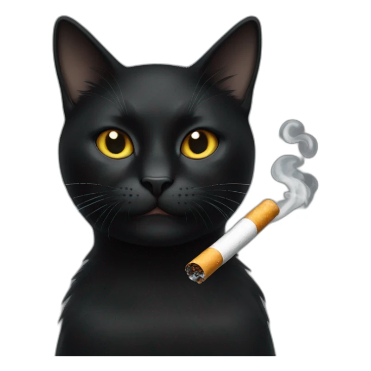 black cat with a cigarette sticker