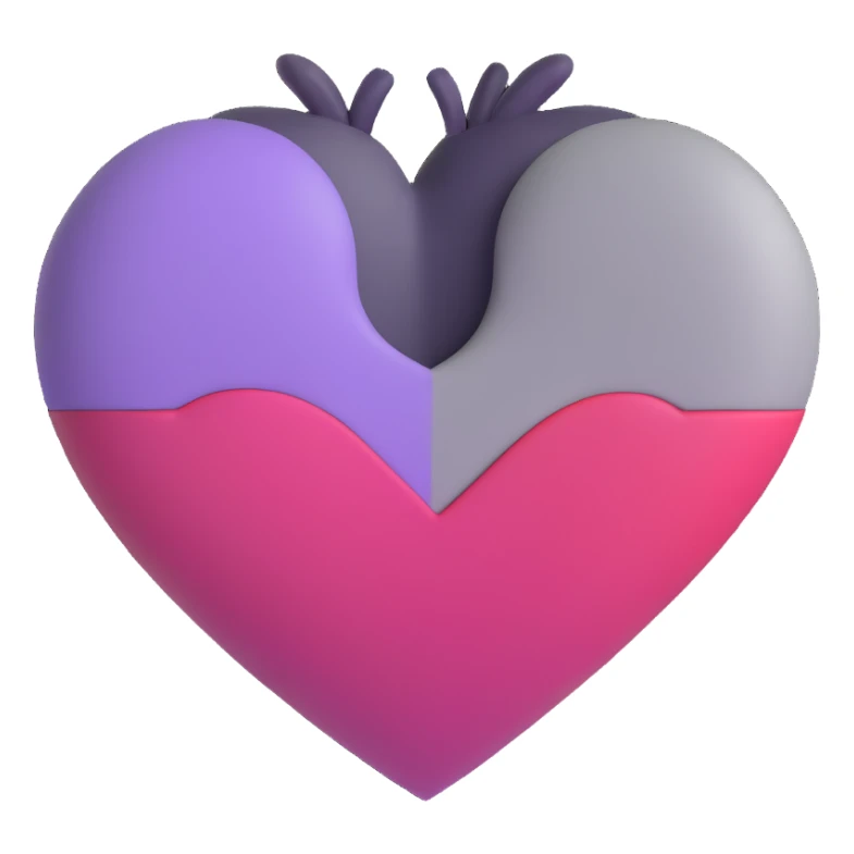 heart, half violet, half grey sticker