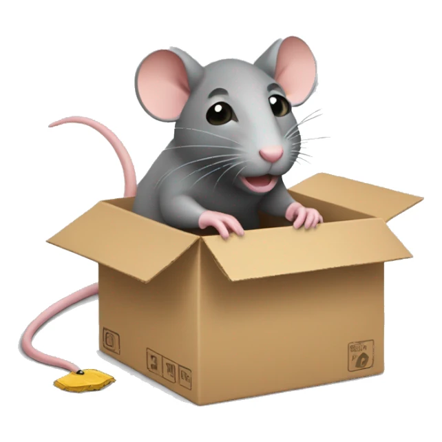 rat putting items into cardboard box sticker