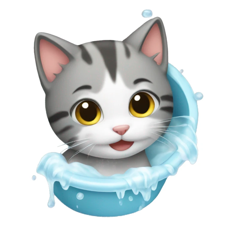 kitty is having a bath sticker