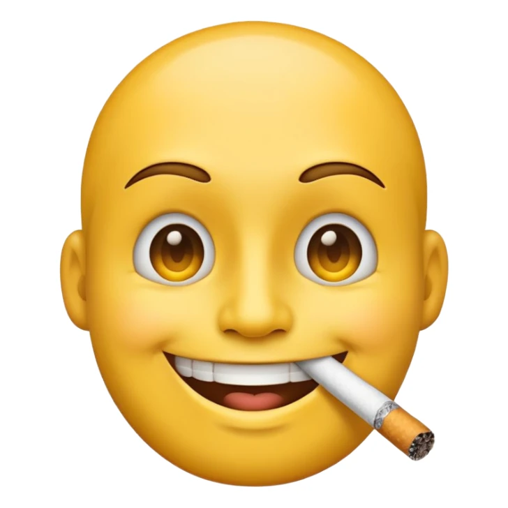yellow face emoji smoking  sticker