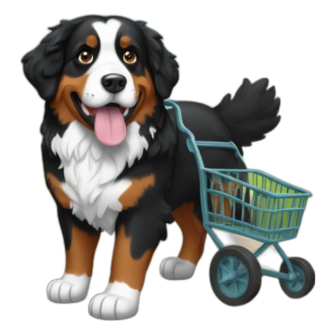 Bernese mountain dog hiking pulling cart sticker