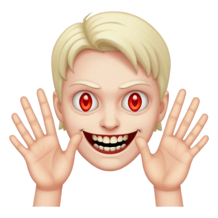 evil smile with maniacal hands sticker