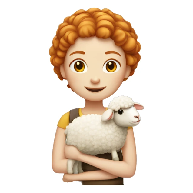 Ginger girl with a sheep  sticker