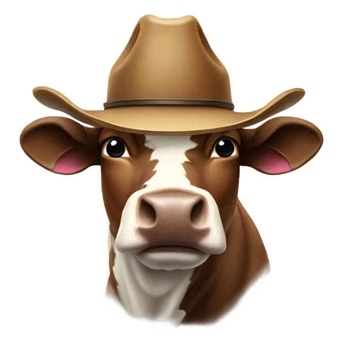 Bull with upside hands wearing a cowboy hat  sticker