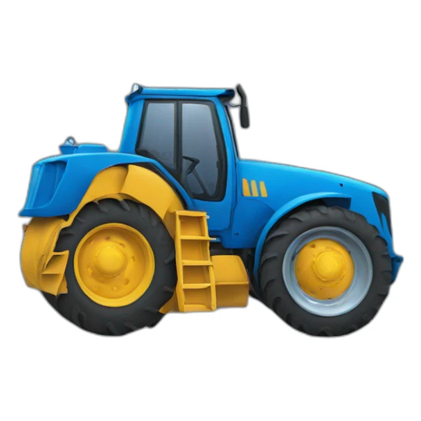 Blue tractor with clown face on ftont sticker