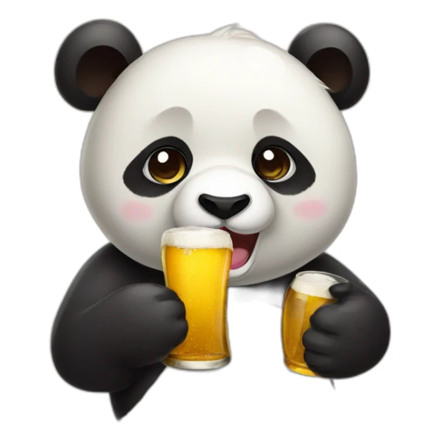 cute panda drinking beer face sticker