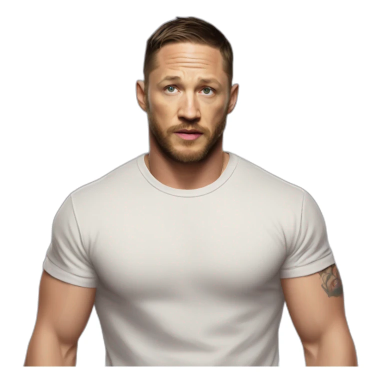 Tom Hardy wearing t-shirt sticker