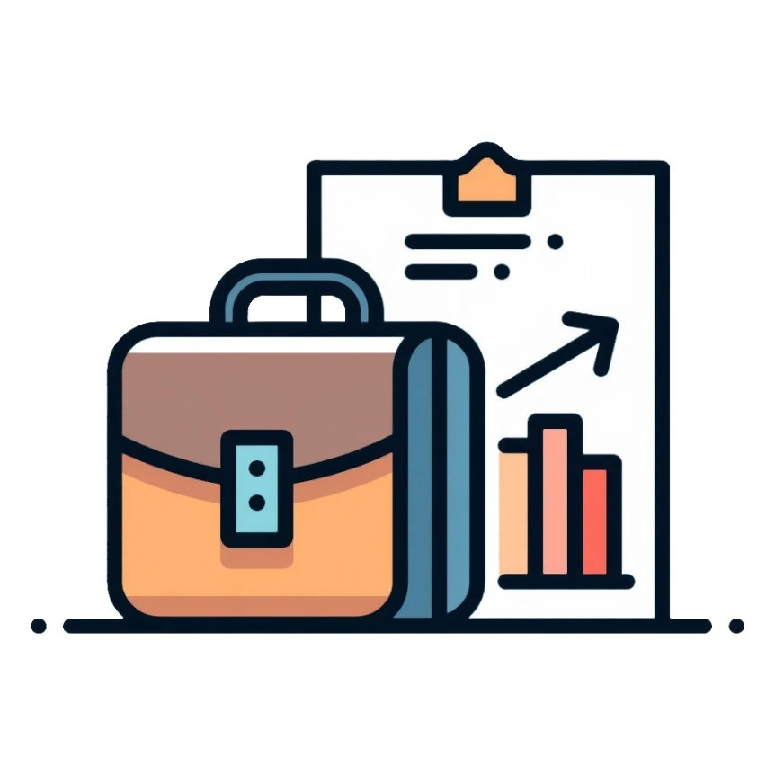 Manager icon with briefcase and organizational chart sticker