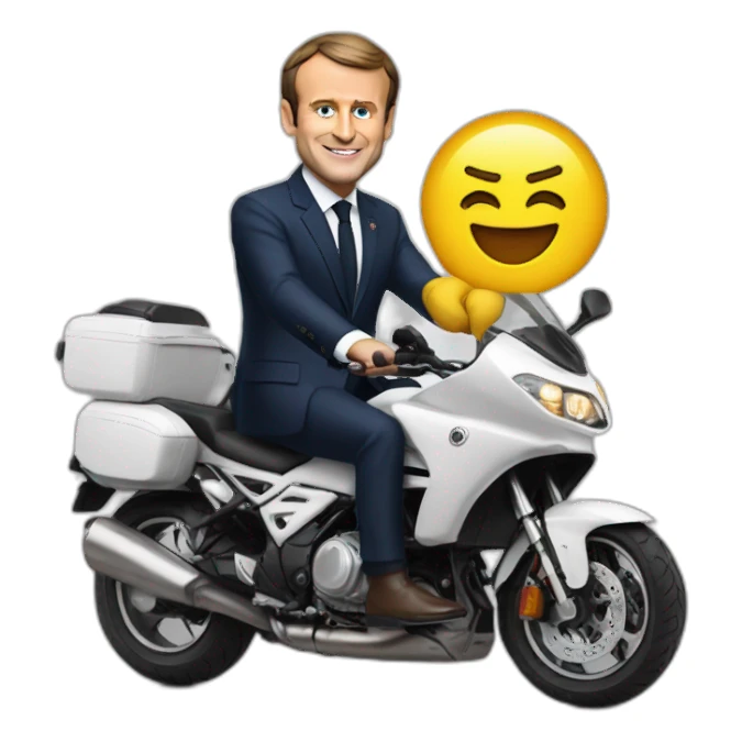 Emmanuel macron sur une moto sticker