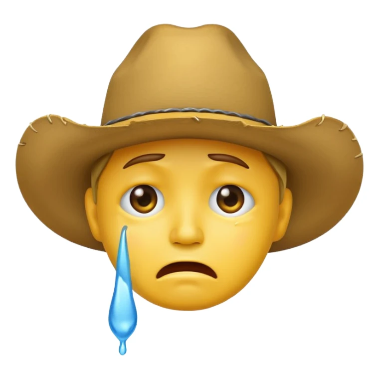 Crying face emoji with a cowboy hat sticker