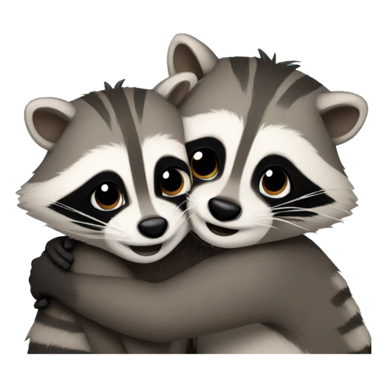 Raccoons hugging each other  sticker