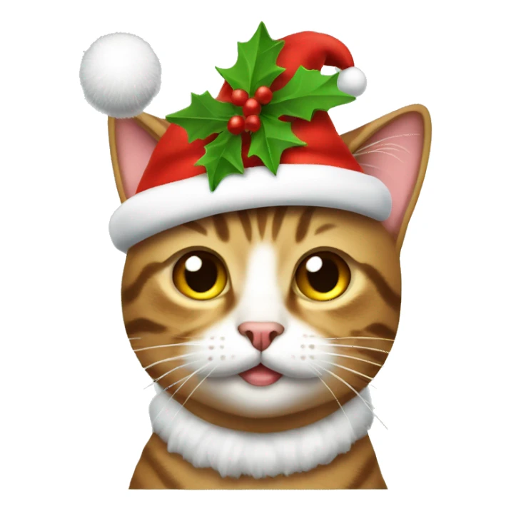 Tabby cat with Christmas hat sticker