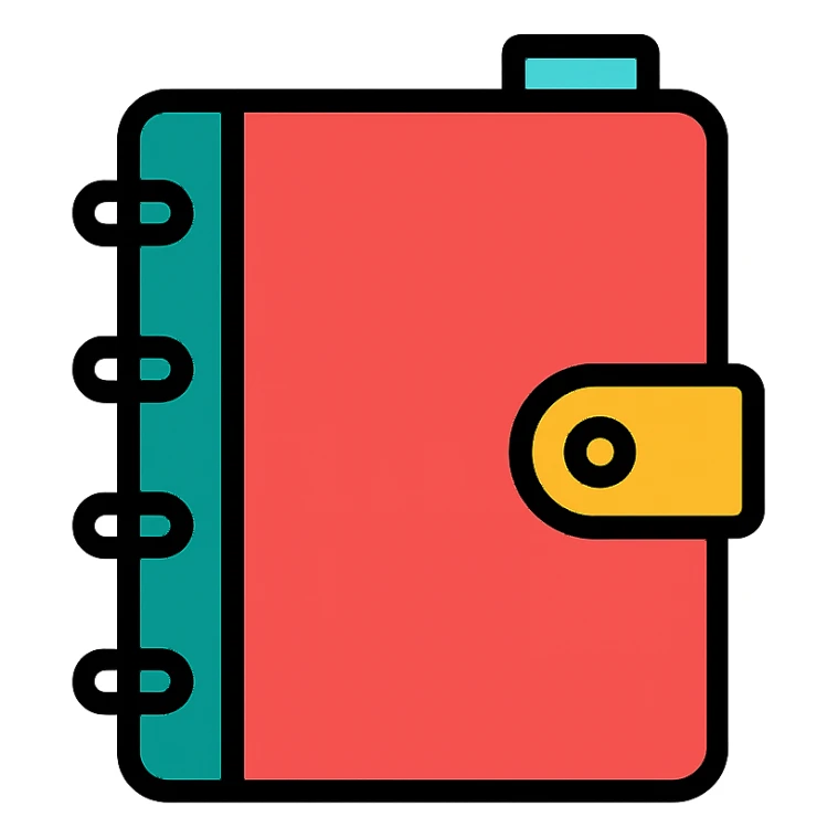 notebook planner, colorful icon style sticker