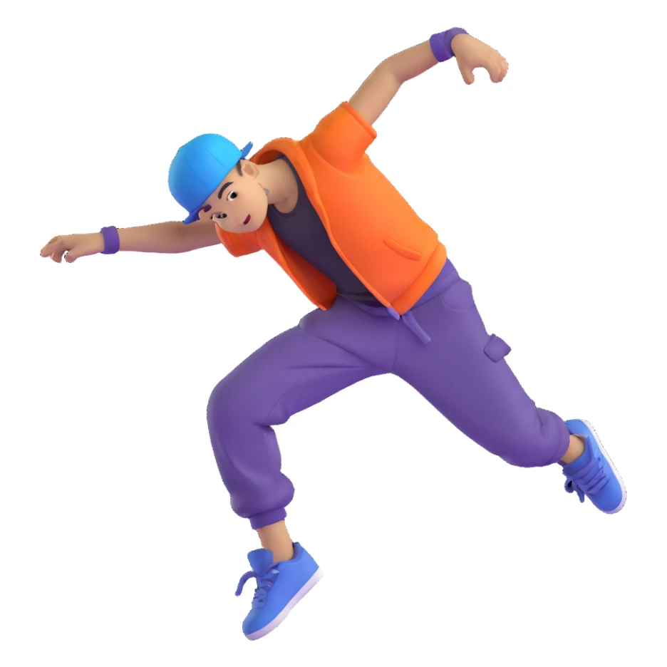 green breakdancer in energetic dance move sticker