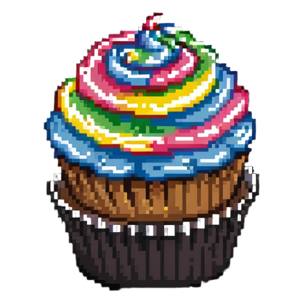 cupcake with rainbow swirl icing sticker