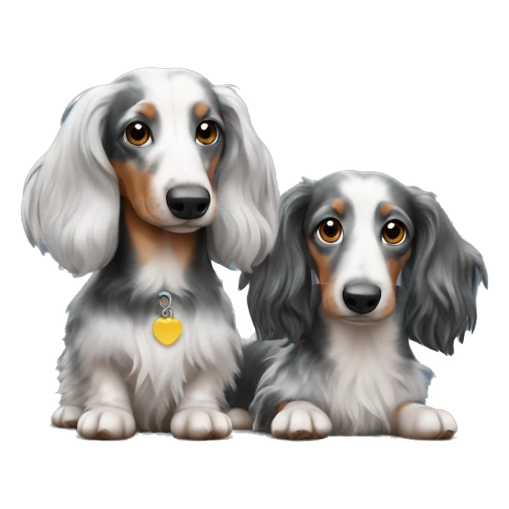 Two merle black long haired dachshunds together  sticker