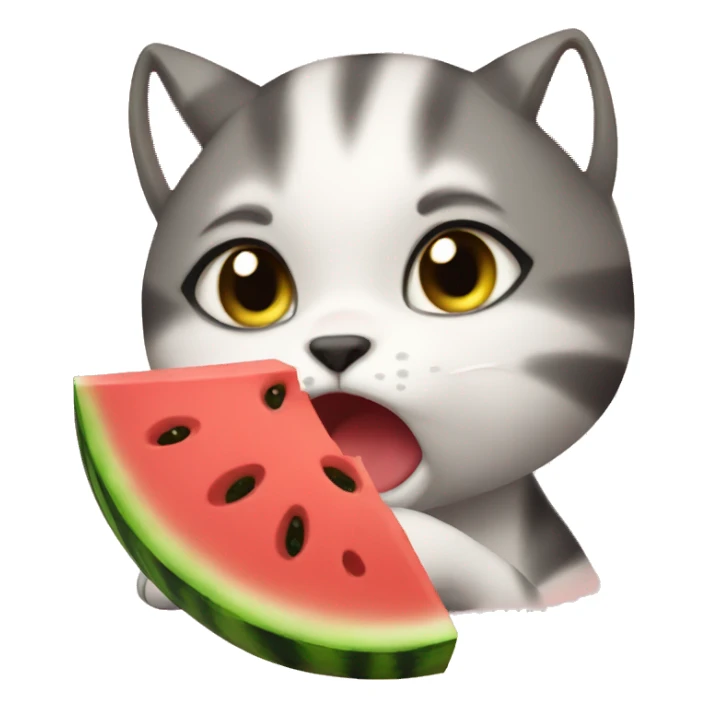 Crying cat eating watermelon  sticker