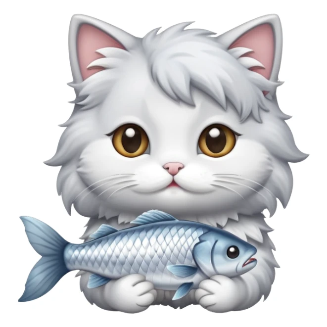 A cute kitty Eating fish ￼￼ sticker