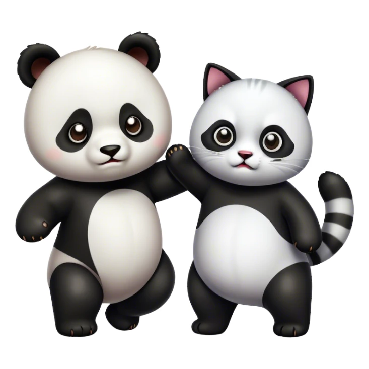 Panda battling cat sticker