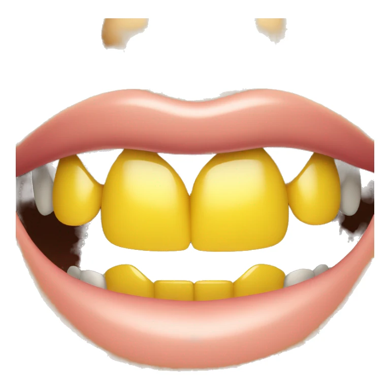 smile mouth with yellow tooth sticker