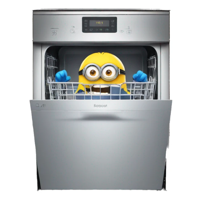 a minion inside a dishwasher sticker