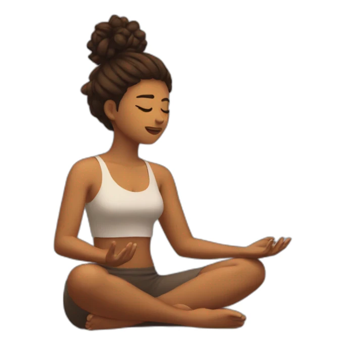 Chica meditando pelo marrón aesthetic sticker