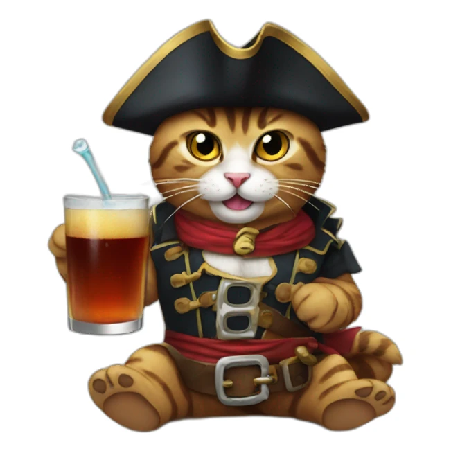cat pirate drink alcohol sticker
