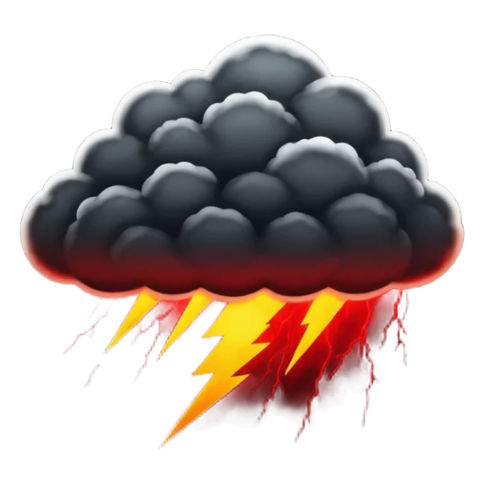 Black storm cloud with red lightning  sticker