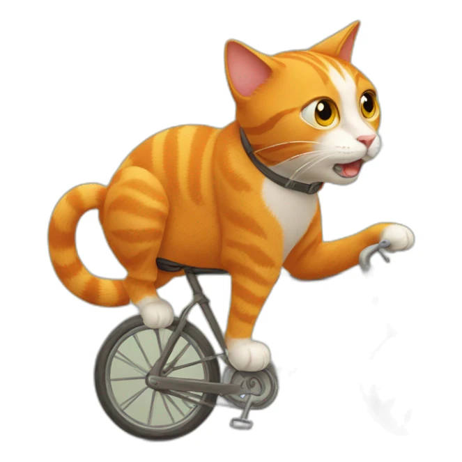 orange cat riding a bike sticker