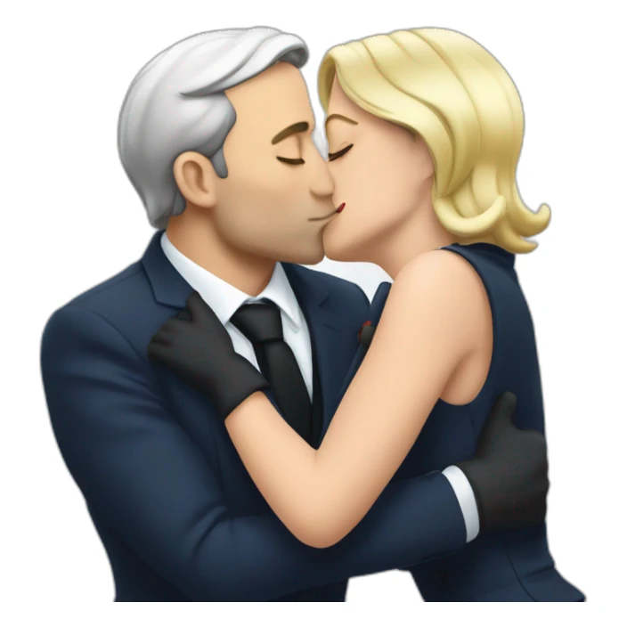 macron kiss lepen sticker
