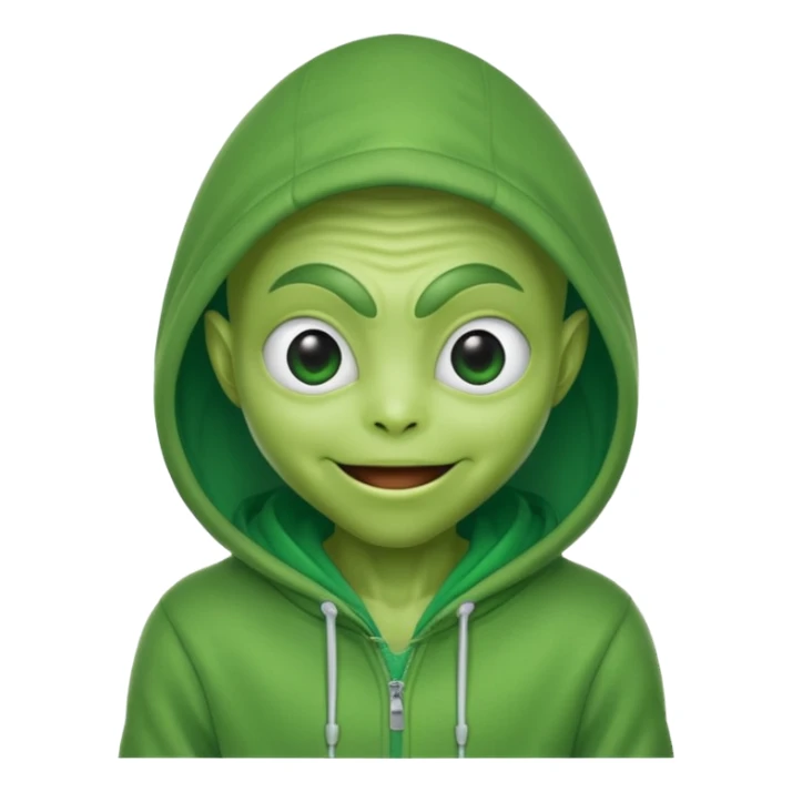 happy alien wearing hoodie sticker