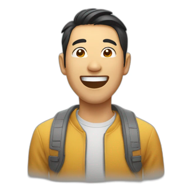 Asian man laughing sticker