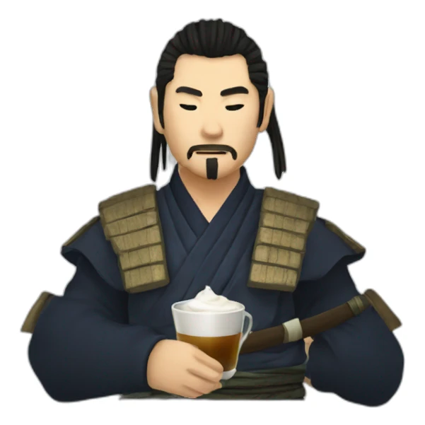 Samurai drinking coffee cocktail sticker
