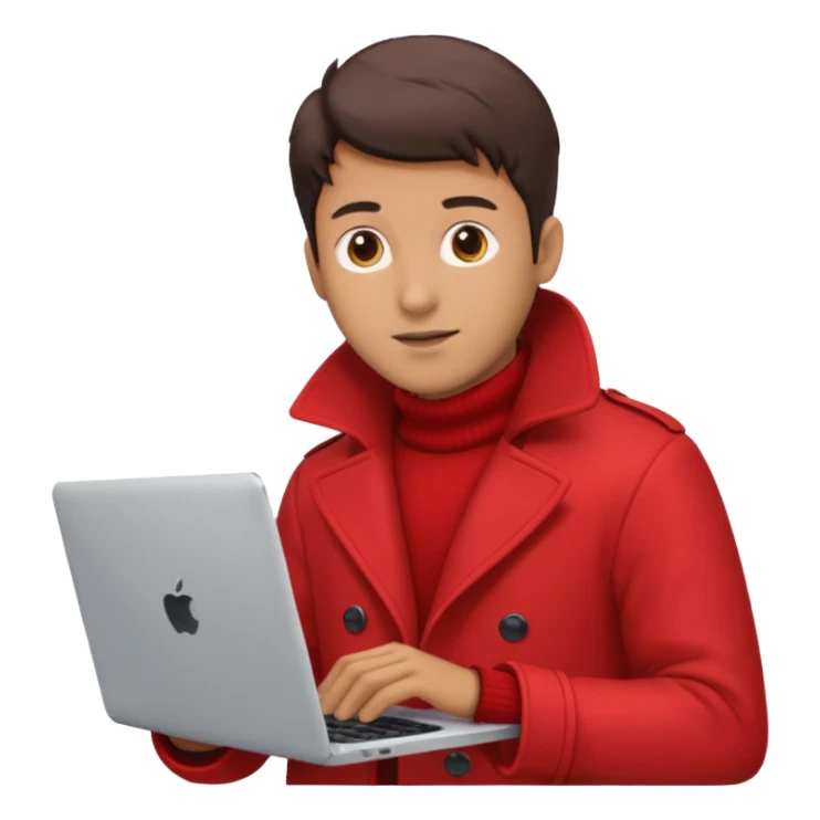 Man in red coat, laptop sticker