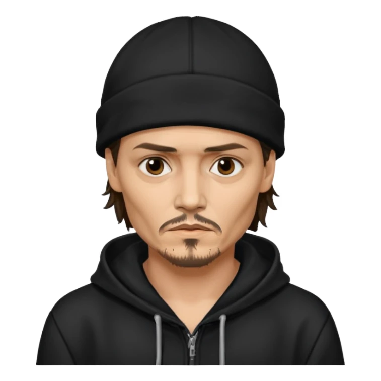 johnyy depp with black hoodie sticker