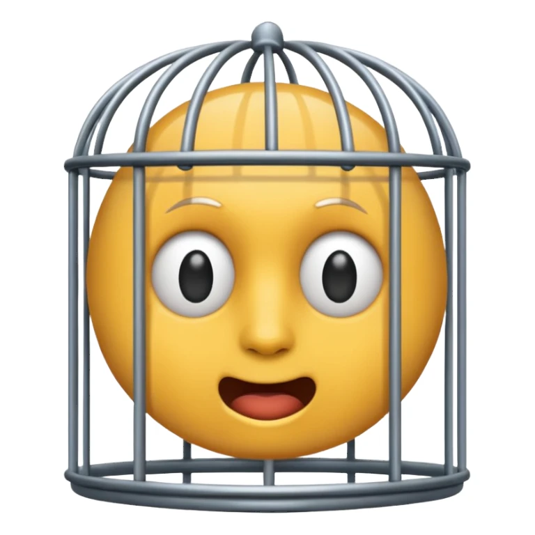 a emjoi face in a cage sticker