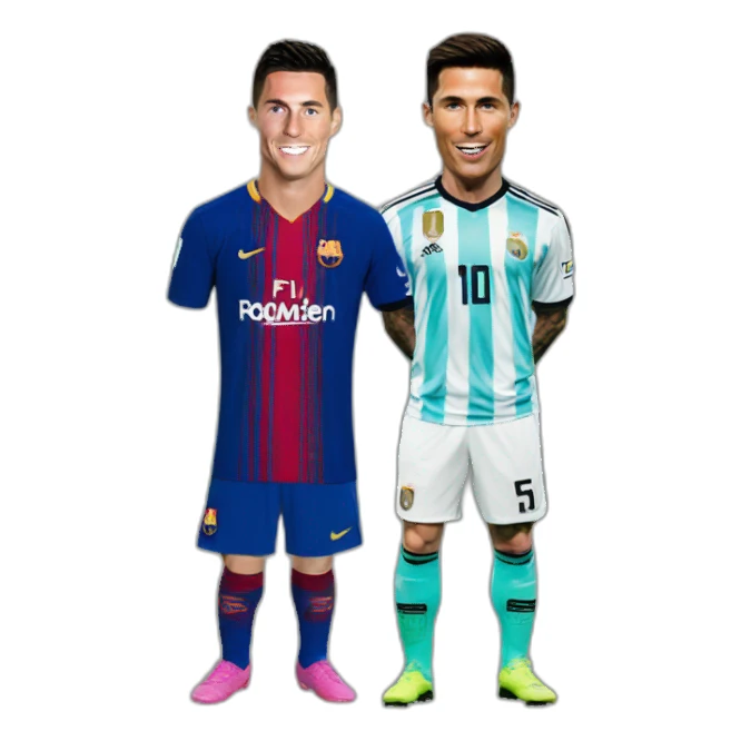 Cristiano Ronaldo with messi sticker