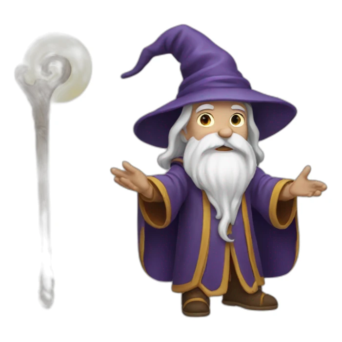 wizard telling a story by using his wand sticker