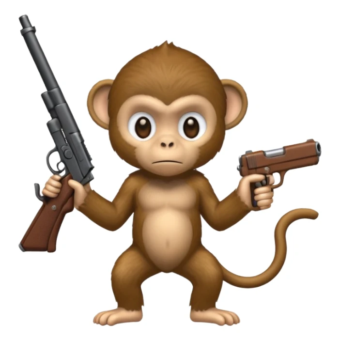 Monkey holding a gun sticker