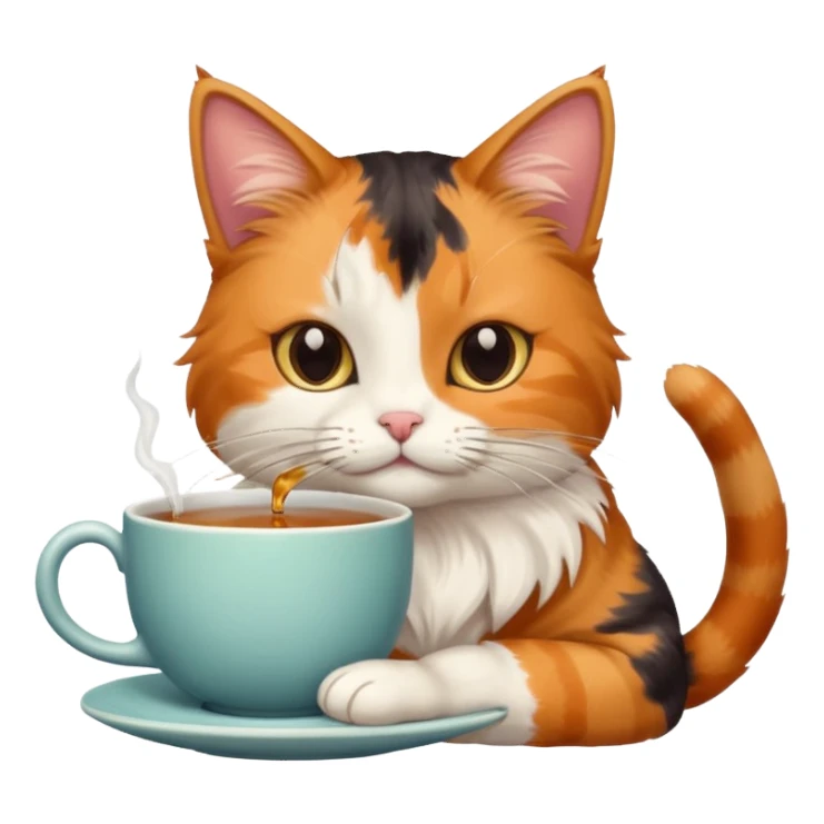 Çay içen kedi sticker