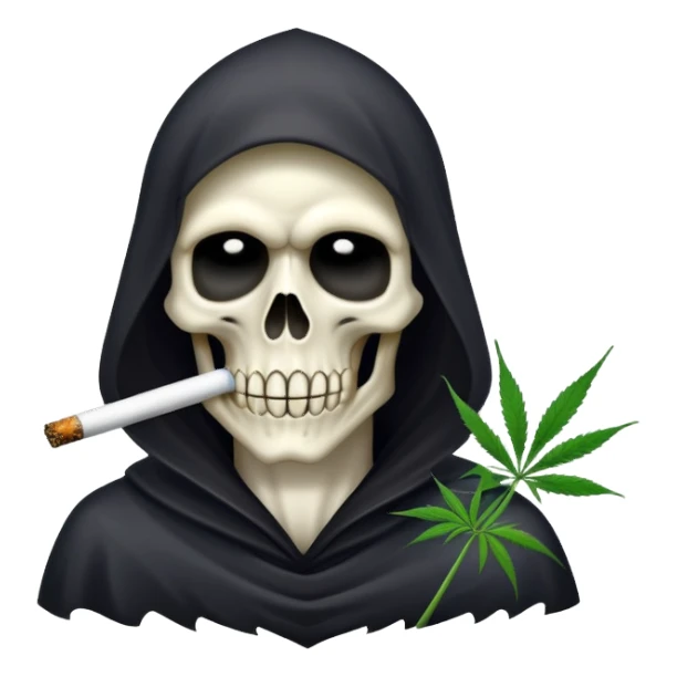 grim reaper face smoking weed sticker